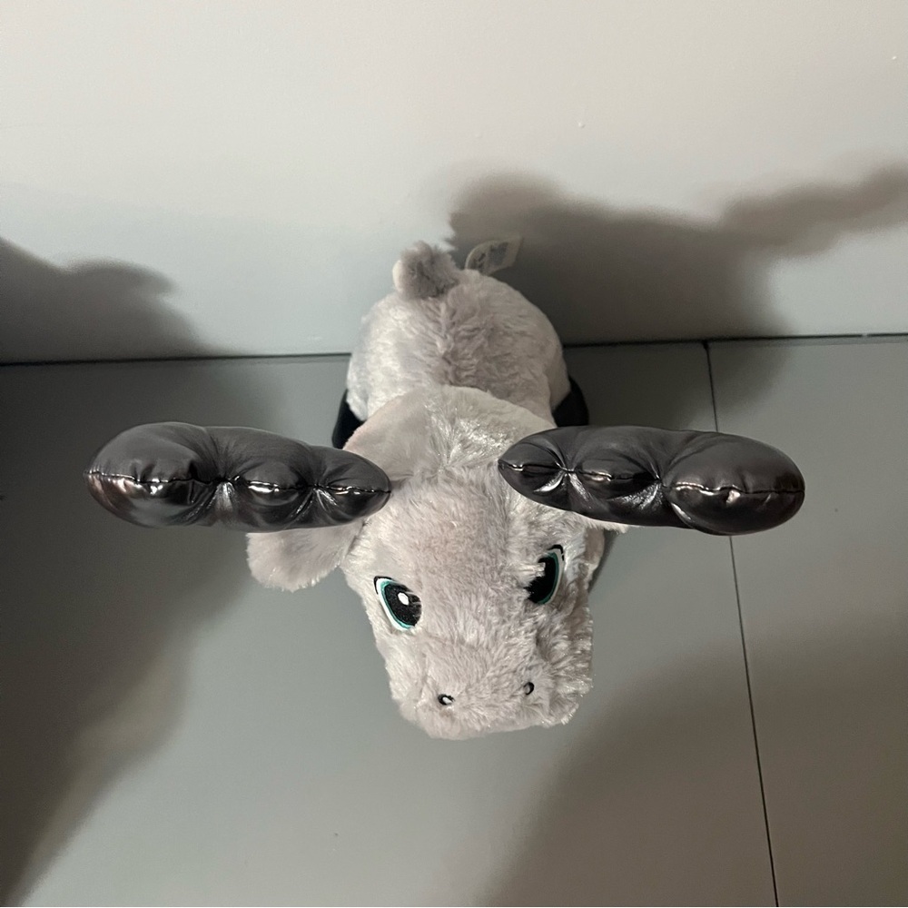 Build A Bear Gray Gust Moose Plush Animal 2018 Green Eye Silver Reindeer 14” - Picture 4 of 10